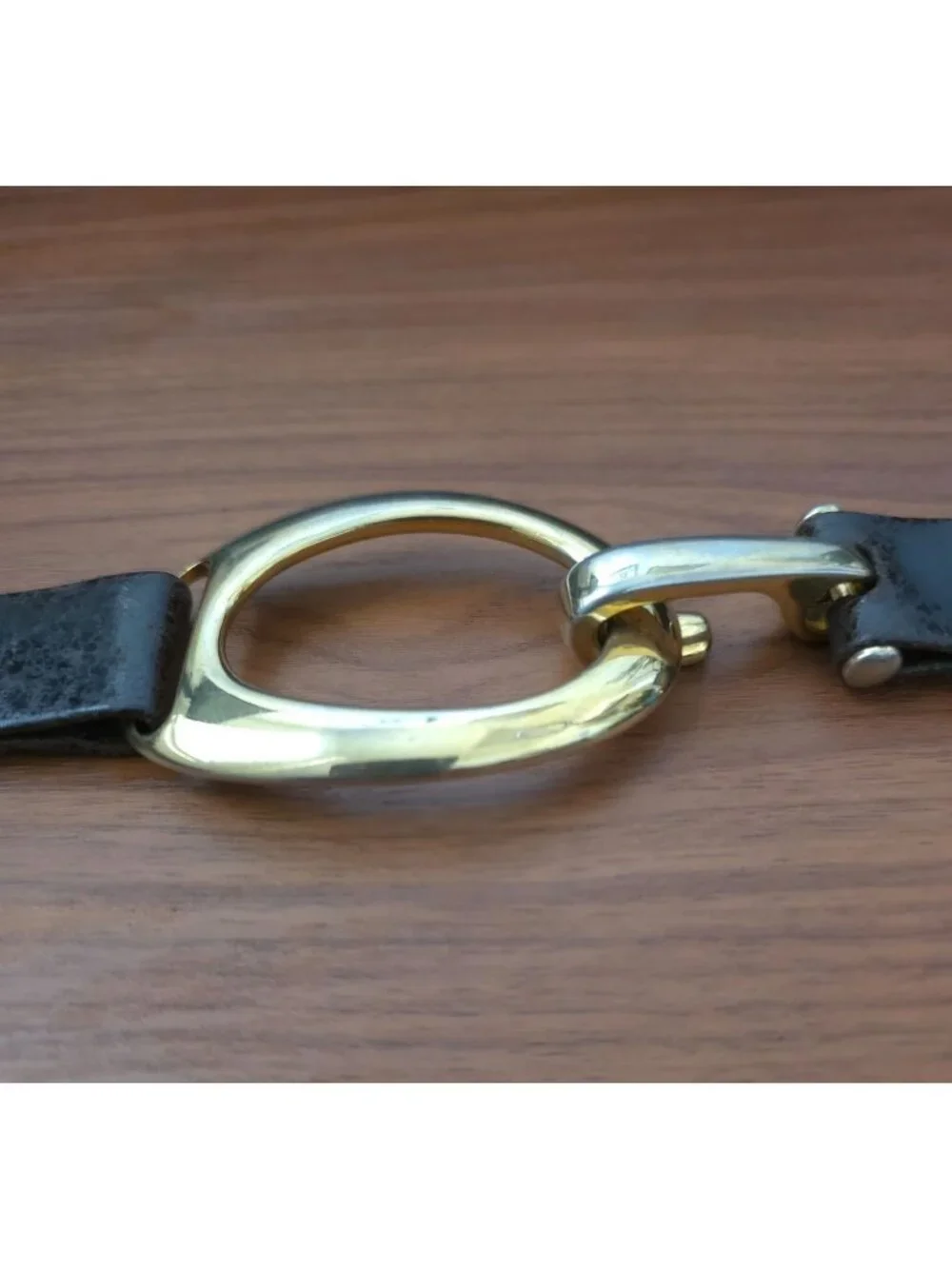 Vintage Suzi Roher Gold-Tone Oval Link & Brown Leather Fashion Belt 41" - Picture 5 of 6